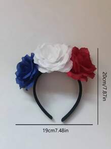 1pc World Cup National Flag Colors Flower Headband, National Day Party Parade Floral Wreath Hair Hoop Accessory