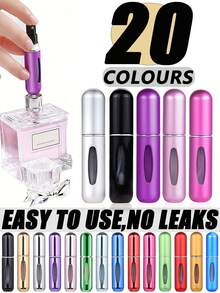 10 件 5 毫升旅行迷你香水可填充雾化器容器、香水可填充瓶、香水旅行可填充、迷你香水瓶、底部填充香水可填充瓶喷雾瓶分配器空液体容器、旅行必需品、多种颜色、1 件/3 件/4 件/5 件、瓶喷雾瓶分配器迷你便携式空液体容器、旅行必备品旅行收纳袋，适用于海滩、暑假、返校 - 彩色 - 查看 12