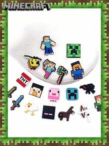 Microsoft 30/34 PIEZAS Encantos oficialmente con licencia de Minecraft para zapatos, encantos lindos de Creeper, joyería para zapatos de Steve, regalos de cumpleaños, accesorios de moda para mujeres, inspiración de encantos para zapatos, regalos de , regalos para amantes de la música, amantes de la escuela