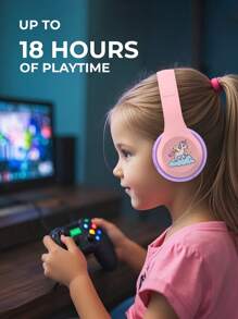 havit Słuchawki dla dzieci z portem udostępniania, bezprzewodowe słuchawki dla dzieci, poziom głośności chroniący słuch 85 dB, przyjazne dla skóry słuchawki nauszne z wbudowanym mikrofonem do iPada/tabletu/samolotu, niebieskie, czas odtwarzania 18 godzin