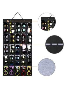 1 pezzo Borsa organizer per appendere gli occhiali da sole, supporto da appendere alla porta per occhiali da sole, occhiali e gioielli, espositore nero con 25 tasche, organizer salvaspazio per la casa