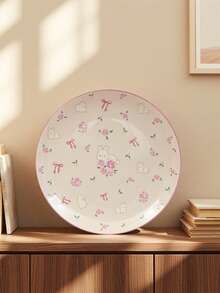 1 件可爱粉色蝴蝶结兔子陶瓷盘子/托盘，6 英寸/8 英寸/10 英寸圆形早餐盘、牛排盘、意大利面盘、下午茶蛋糕甜点盘、沙拉盘、珠宝收纳托盘，适用于家庭、酒店、餐厅、生日礼物、节日礼物