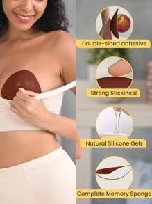 1 Paio di Reggiseno Adesivo Biadesivo, Riutilizzabile, Impermeabile, Cuscinetti per il Seno Autoadesivi con Sollevamento Istantaneo e Scollatura Aumentata, Adatto per Bikini, Costumi da Bagno, Abbigliamento Sportivo, Reggiseni Senza Spalline, con 10 Pezzi di Coperture Monouso per Capezzoli Boomba