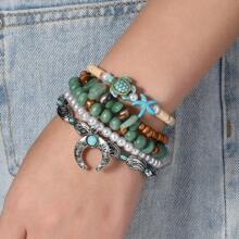 5pcs Summer New Bohemian Style Men's Beaded Bracelet - Horseshoe Star Fashion Accessories - Suitable For Daily Wear - Gift For Friends & Family