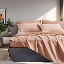 7 Pieces Tattered Style Tufted Style Bed Comforter Set, Soft And Comfortable Summer Bedding Set, Hotel Room Decor, Suitable For All Seasons, Vacuum - Compressed Wrapping, Including 1 Comforter, 1 Flat Sheet, 1 Fitted Sheet, 4 Pillowcases. - 粉紅色-B008 - 查看 3