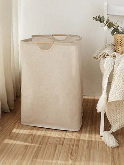 1pc Foldable Laundry Basket With Wooden Handle, A Versatile, Lightweight Collapsible Dirty Clothes Organizer Ideal For Bathroom, Bedroom, And Laundry Room; Breathable Mesh Design Featuring A Sturdy Wooden Handle; Space-Saving, Hamper For Shirts, Jeans, Underwear; Keeps Garments Neatly Contained Near Washing Machine; Easy To Fold, Store, And Carry Everyday.