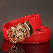 1 条宽度 3.5 厘米白色休闲腰带，配虎头扣，彩色表带，自动扣，适合日常佩戴