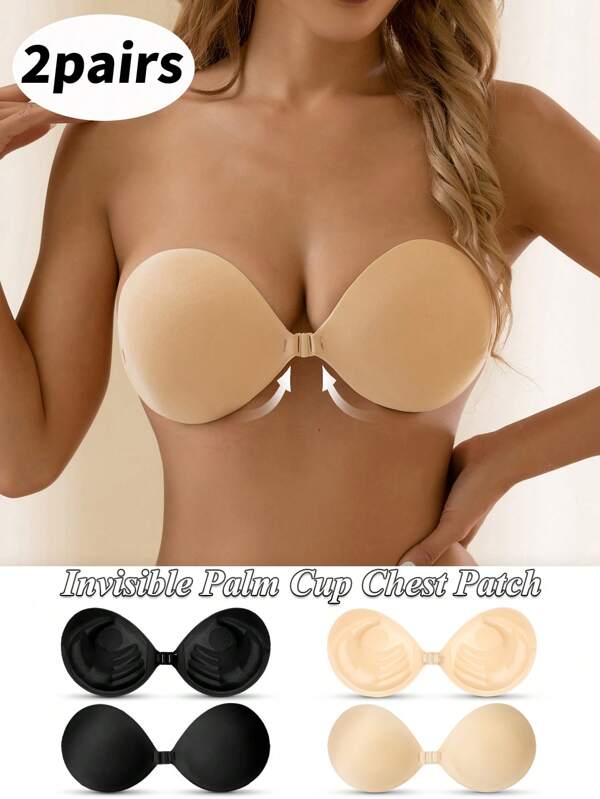 Palm Silicone Bra Adhesive Strapless Push Up Invisible Backless Bra Thickened For Small Bust, Suitable For Dresses, Gowns
