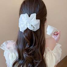 1 件法式简约柔软雪纺褶皱发圈、发带、发饰、发圈、休闲 - 髮圈 - 查看 15