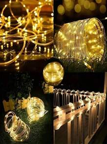 1PC 7M/12M/22M/32M 18650-800mAh Outdoor Solar Tube Rope Led Light Garden Christmas Decoration Fairy String Light Outdoor Wedding Party Led Lamp,LED Solar Leather Tube Light String PVC Rainbow Tube Christmas Day Courtyard Outdoor Decoration Color Light Copper Wire Light