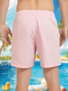 男士休闲纯色抽绳腰沙滩短裤