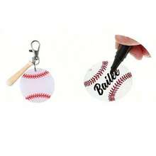 18pcs/Set Baseball & Softball Acrylic Keychain Kit With Mini Wooden Baseball & Softball Bats, Suitable For DIY Sports Party Gifts