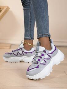 Women's Retro Sneakers - Fashionable Contrast Color Design - Comfortable & Breathable - Suitable For Daily Wear