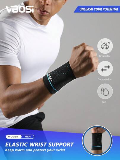 VBOSI 1 Piece Women Men Breathable Sports Compression Wristband – Elastic Unisex Breathable Wrist Support For Workout & Daily Use