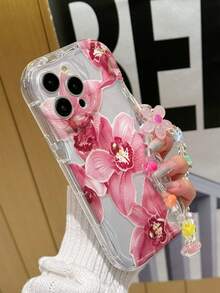 Flower Floral Print Cream Wavy Edge Detachable Chain Simple Anti-Drop Thick Phone Protective Case, Compatible With IPhone 16 XR /7/8 IPhone 15 Pro Max/12 Pro Max/13 Pro Max/14 Pro Max 13 14 11 12P 14 11P 12P, A13 4G A22 A21S A51 4G A52 S22 Ultra A33 5G A34 A35, Redmi 10 Redmi Note 11 4G Redmi 11 Lite A53, A14/A23/S23 Ultra S24 A14 A15 S23 A73 A55 A54 Redmi Phone Cases - Multicolor - View 2