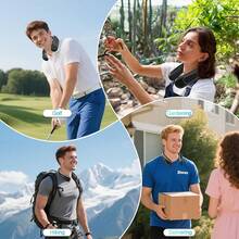 Neck Fan, Hands Bladeless Neck Fans Portable Rechargeable, 6000 MAh Battery Operated Wearable Personal Fan, Cooling Neck Fan, 3 Speeds, USB Fan Gifts Men, Women, Travel, Outdoor - 黑色 - 查看 8
