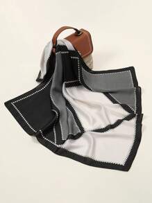 1 buc Eșarfă unică de mătase artificială cu imprimeu geometric unic, bloc de culori, model patchwork, versatilă pentru cravată de păr, batistă, bal, spectacol scenic, banchet, petrecere, accesoriu de modă pentru a spori aura feminină