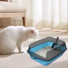 Large Open Cat Litter Tray High Sided Deep Jumbo Rim Pan Box Loo Toilet+Cat Toy - Multicolor - View 7