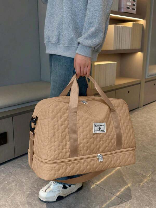 Nuevo bolso de viaje de gran capacidad, bolso de fitness versátil para mujer, bolso de compras casual con diseño de diamante, bolso de mano, bolso de hombro, bolso de vacaciones, bolso de maternidad, bolso de embarque con compartimento independiente para zapatos, bolso de pañales, abrigo de invierno, mismo estilo para hombres y mujeres, bolsa de equipaje plegable y ligera