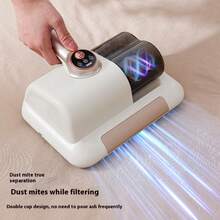 KOLAGAN Bed Vacuum Cleaner, Anti-Allergen Deep Cleaner For Beds, Equipped With Two Suction Power Settings, 13KPa Powerful Suction, UV Light, Heating Function, Low Noise, Suitable For Sofas, Pillows, Carpets, And Pet Hair (White / Blue). - 白色 - 查看 6
