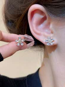 Exquisite Elegant Casual Cute Cherry Blossoms Earrings Flower Cubic Zirconia Earring For Woman Daily Vacation Music Festival Anniversary Gift Couple's Gift,Gift For Her
