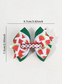 1 pièce Nœud papillon personnalisé pour cheveux en forme de fraise et pastèque pour filles, mignon et doux, accessoire d'été fruité, pince à cheveux, accessoire de vacances fraise, cadeau d'anniversaire parfait pour enfants, accessoire de cheveux avec clip alligator