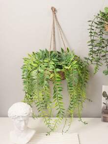 1pc/2pcs Hanging Eucalyptus Leaves & Fern Artificial Plants, Polyester Fiber Hanging Succulent Decor, Green Ornaments, Suitable For All Year Round, Spring/Summer Decoration, Applicable For School Dorm, Office, Party, Birthday, Home, Hotel, Restaurant, Living Room, Bedroom, Wedding, Kitchen And Garden - Green - View 15