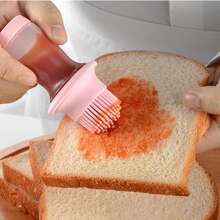 1 pieza Pincel de silicona para aceite con tapa, para untar aceite, salsa, bistec, parrilla, herramienta de cocina