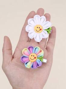 8 peças de grampos de cabelo com flores coloridas para meninas, grampos de cabelo com sorriso de margarida, acessórios de cabelo fofos para adolescentes, presentes de verão