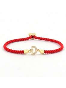 1pc New Classic A-Z Initial Bracelet For Women Simple Adjustable Color Rope Bracelet For Women Jewelry Gift - Black - View 12