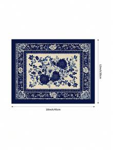 1 Pieza / 4 Piezas / 6 Piezas Set de Individuales con diseño de ramas florales azules, 30.48x45.72 cm, individuales estilo chinoiserie - Lavables, resistentes al calor de tela de lino, individuales rectangulares para decoración interior/exterior de cocina y comedor, decoración de mesa interior | Decoración de mesa floral | Individuales resistentes al calor, individuales para mesa - Multicolor - Ver 10