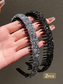2 Stück/Set vielseitige bunte Strass Haarreife für Frauen, können verwendet werden um lose Haare zu fixieren, geeignet für den täglichen Gebrauch und zum Waschen, verleihen einen modischen und eleganten Touch, Haarband, Haarreifen