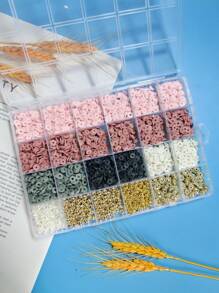 1 Caja de 24/28 piezas de arcilla polimérica simple y de moda, accesorios para hacer joyas DIY para collares, pulseras y diversos artesanías