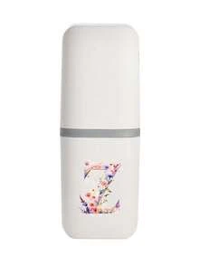 1pc Romantic Flower Initials A-Z White Portable Toothbrush Case, Keep Your Toothbrush Clean And On The Go!Travel Toothbrush Holder, Portable Toothbrush Cup Cover, Suitable For Travel, Camping, Business Travel, And School, Multi-Purpose Toothbrush Cup, Travel Wash Cup - White - View 33