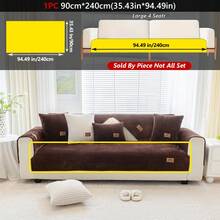 1PC Minimalist Velvet Straight Striped Plush Sofa Cushion – Pet-Friendly, Non-Slip, Fits 1/2/3/4-Seater Modular Sofas. Sofa Cover Protector For Living Room & Home Furniture, Decorative Cover With Label Design For A Premium Look.