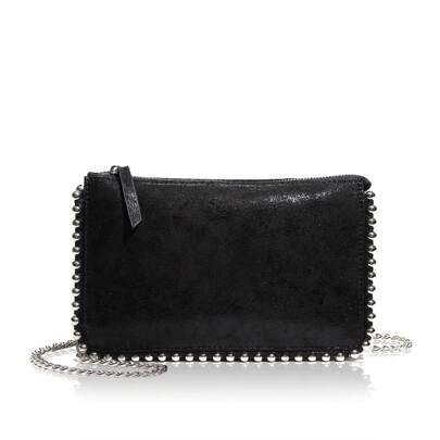 Borsa a catena quadrata piccola da donna, stile europeo e americano 2025, moda, decorazione con rivetti e perle, borsa a spalla versatile