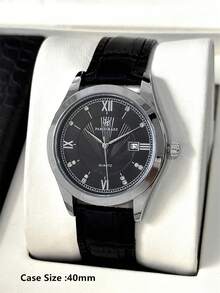 Pablo Raez 1 件男士手表时尚休闲腕表，适合男士夏季配饰，不锈钢银色 IPS 表壳，奢华黑色，柔软舒适超细纤维皮革手链，三维感钻石鳞片表盘，带日期，50 米防水，顶级全新男士石英腕表运动优雅时钟精美教师礼物，适合朋友或家人，父亲礼物，适合日常生活/工作/派对装饰，礼服手表，毕业婚礼礼物 - 黑色 - 查看 5