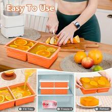 Silicone Freezer Tray With Lid - 2 Cup Soup Freezer Container Molds - Large Cube Tray - Silicone Freezer Food Molds Freezing & Storing Soup, Sauce, Broth, Leftovers (2 Pack) - trái cam - Xem 7