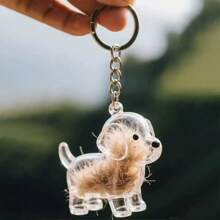 1pc Pet Hair Collection Transparent Acrylic Keychain, Suitable For Wearing, Memorializing Pets, Expressing Missing Of Pets