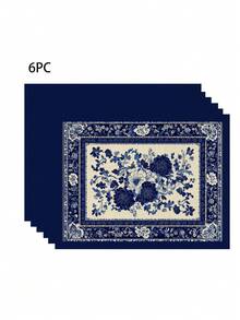 1 Pieza / 4 Piezas / 6 Piezas Set de Individuales con diseño de ramas florales azules, 30.48x45.72 cm, individuales estilo chinoiserie - Lavables, resistentes al calor de tela de lino, individuales rectangulares para decoración interior/exterior de cocina y comedor, decoración de mesa interior | Decoración de mesa floral | Individuales resistentes al calor, individuales para mesa - Multicolor - Ver 12