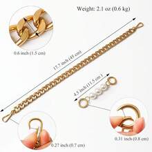 Juego de 2 cadenas gruesas para bolso, asas de 17.7 y 5 pulgadas de largo, marca BEAULEGAN - Plateado - Ver 3