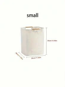 1pc Linen Dirty Clothes Basket Household Dirty Clothes Basket Folding Handpiece Fabric Laundry Basket Bedroom Bathroom Laundry Storage Basket Storage Dirty Clothes Basket Simple Foldable Wooden Handle Storage Basket Large Capacity Doll Toys Foldable Storage Basket