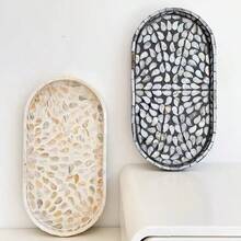 1 个椭圆形现代贝壳托盘，表面涂有融化的油漆 - 适合圣诞节、万圣节、感恩节、情人节和其他场合