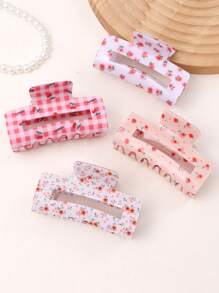 1 pieza Accesorio de cabello retro estilo floral grande de tipo "grab" para niñas, pinza de pelo con frutas, pasador de cabello, pasador de cabello lindo