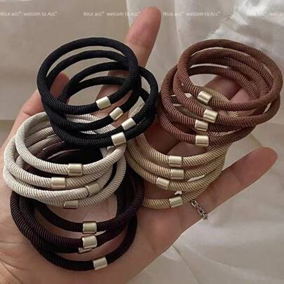 10PCS High Elasticity Black Hair Tie For Women, Simple Hair Tie, Versatile, Durable Ponytail Hair Tie Headpiece, Ponytail Holders, Hair Elastics, Hair Rubber Bands, Hair Bobbles ,Home,Skincare Accessories,Hair Rope