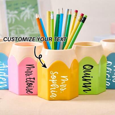 1PC Personalized Pencil Holder For Desk,Decor For Classroom,Teacher Organization Preschool,Custom Teacher Gifts,Back To School Gifts For Teacher,School Supplies,Multi-Functional,Ornamental,Reusable,Modern,Colorful,Cute,Vintage,Cartoon,Kawaii,Custom,Personalized,Unique,Customized,Workers,Clients,Students,For Business/Work/Office,For School,Vacay Vibes,Junior High School Students, Middle School Students, High School Senior High School Students, College Students, University Students, Freshman, Sophomore,New Job, Office Supplies