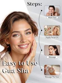 面部美容按摩工具套装，包含滚轮、按摩板、背部刮痧板，粉色和白色可选 - 彩色 - 查看 6