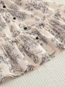 夏季圆领纯色水墨画少女衣服无袖单排扣休闲连衣裙年轻女孩装 - 米色 - 查看 6