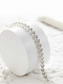 1pc European Style Crystal Zirconia Heart Bracelet, Rhinestone Paved Bangle Bracelet, Fashionable Jewelry