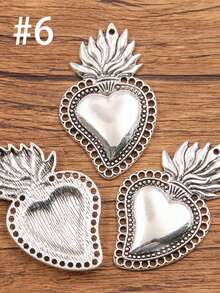 2 件哥特式心形吊坠，万圣节圣心吊坠，心形骷髅 Ex Voto Milagros 吊坠，可用于珠宝制作 - 銀色 - 查看 16